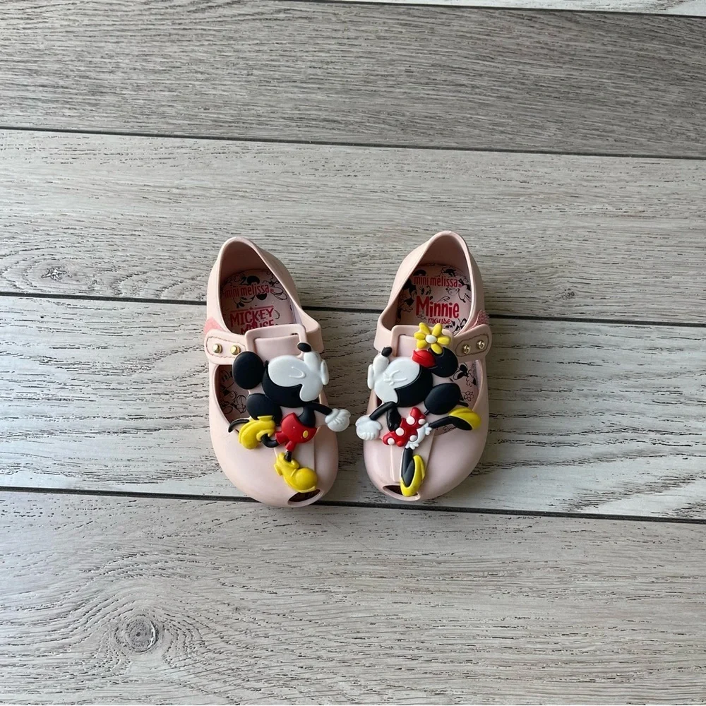 Mini Melissa Pink Kids Dress Shoes with Mickey & Minnie